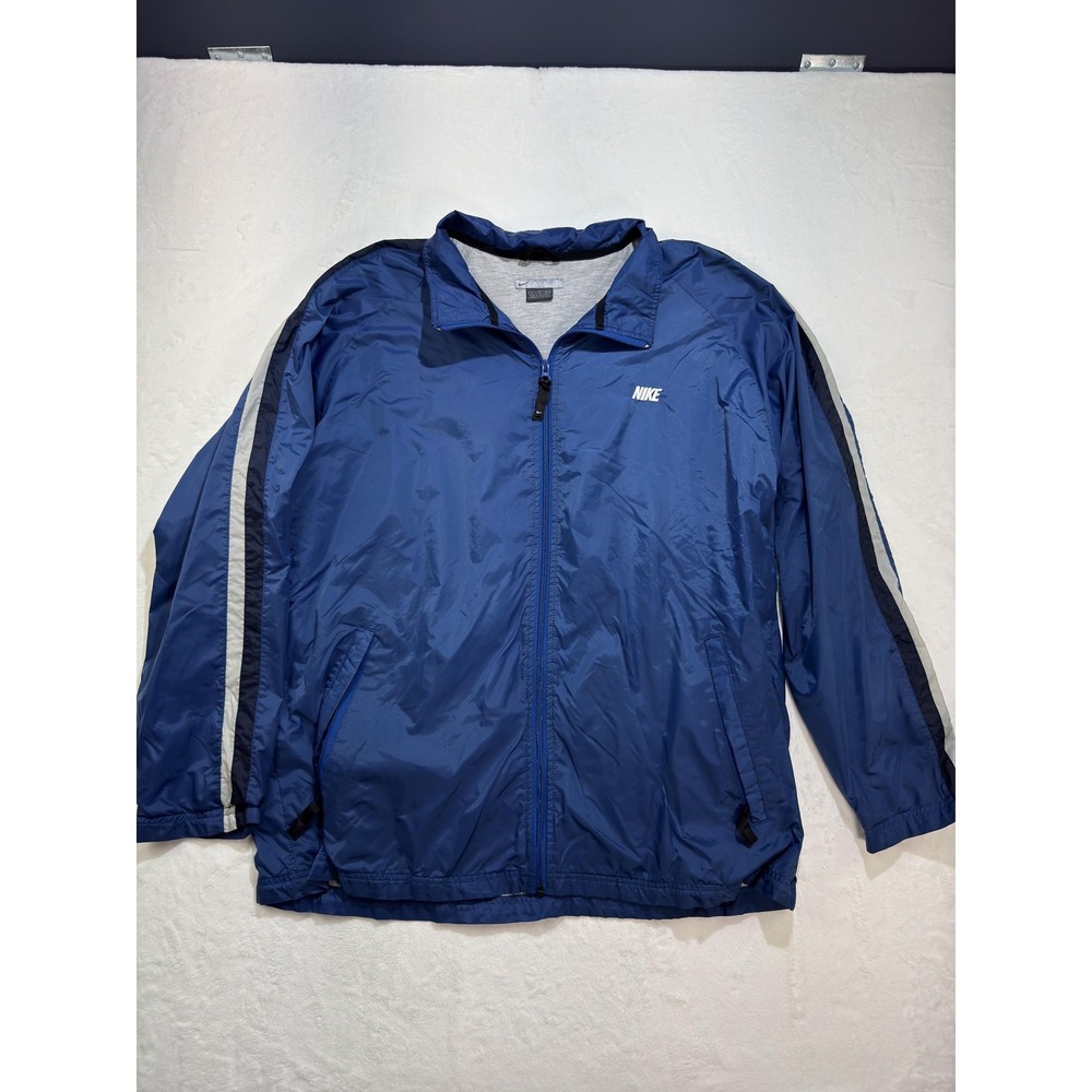 Nike Jacket Mens XL Blue Colorblock Windbreaker Full Zip Lined Pockets Athletic
